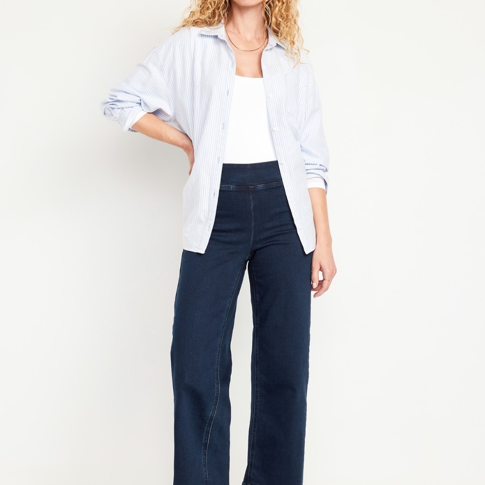 ***NWT OLD NAVY HIGH-WAISTED WEEKENDER PULL-ON CROP WIDE-LEG JEANS Size 8